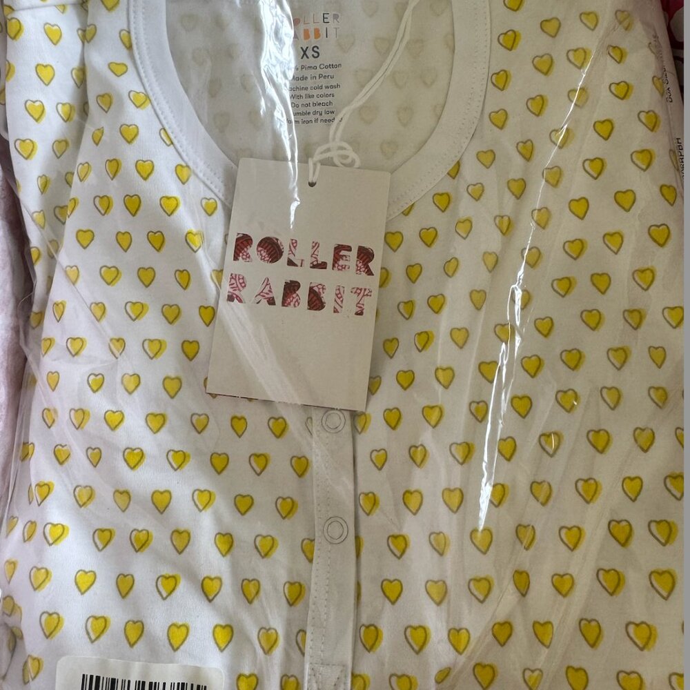 NEW Roberta Roller Rabbit Hearts Pajamas in Sunshine Yellow SZ XS
